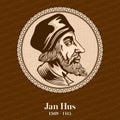Jan Hus 1369 Ã¢â¬â 1415 was a Czech theologian, Catholic priest, philosopher, master, dean, and rector of the Charles University Royalty Free Stock Photo